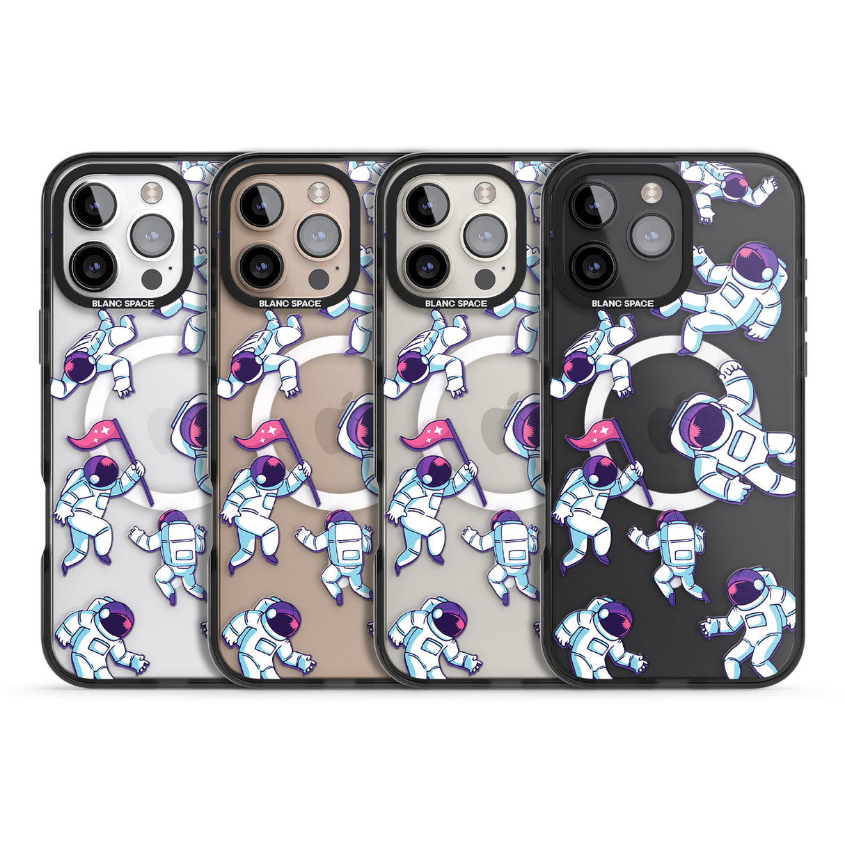 iPhone 16 Pro Max Astronaut Pattern Black Impact Phone Case