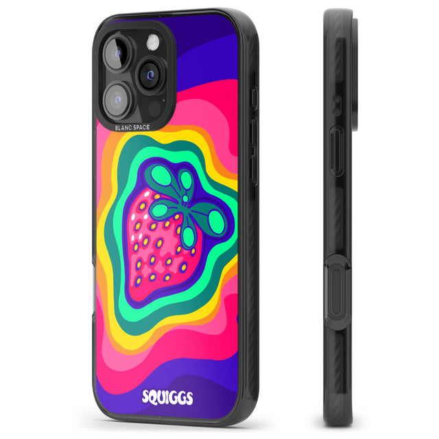 iPhone 16 Pro Max Strawberry Rainbow Black Impact Phone Case