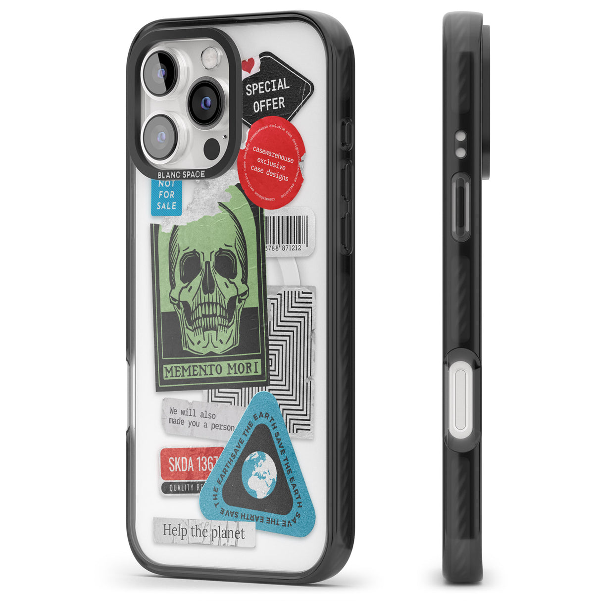 iPhone 16 Pro Max Skull Sticker Mix Black Impact Phone Case