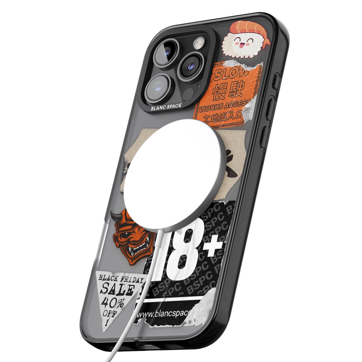 iPhone 16 Pro Max Asian Sticker Mix Black Impact Phone Case