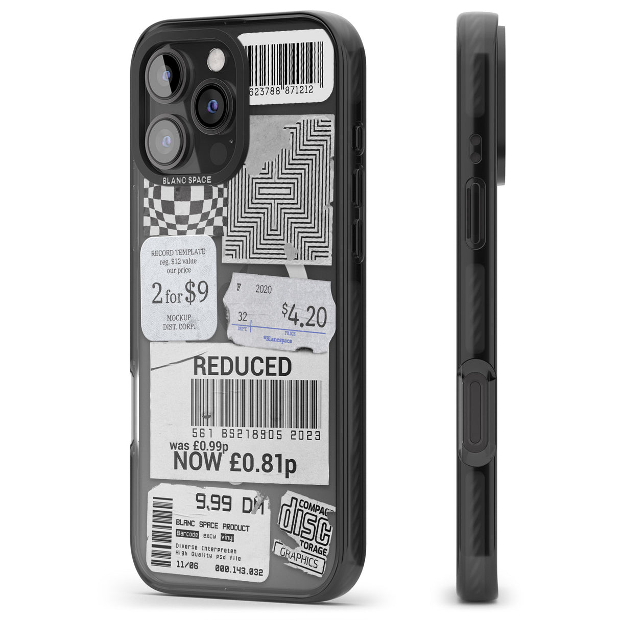 iPhone 16 Pro Max White Sticker Mix Black Impact Phone Case