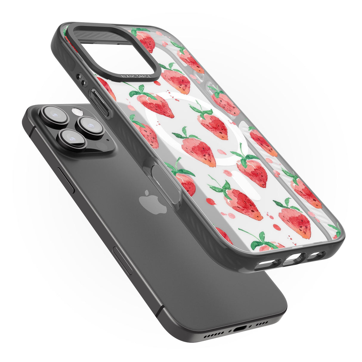 iPhone 16 Pro Max Strawberry Watercolour Black Impact Phone Case