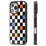 iPhone 16 Pro Max Vibrant Retro Checkered Black Impact Phone Case + Magsafe