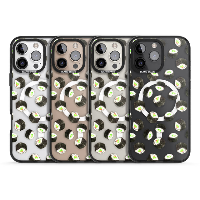 iPhone 16 Pro Max Maki Rolls Sushi Pattern Black Impact Phone Case