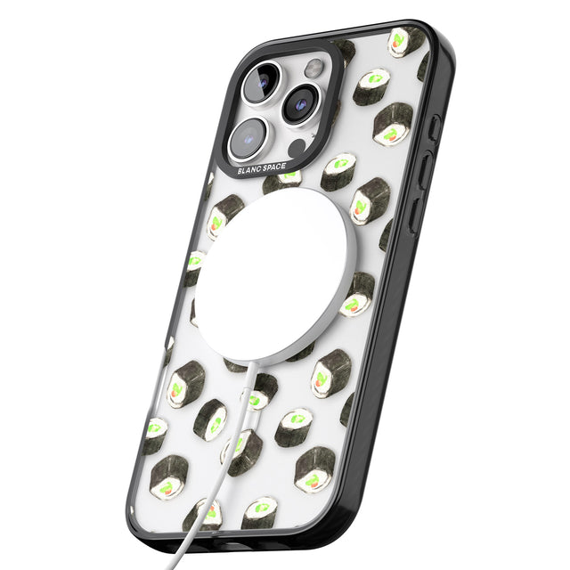 iPhone 16 Pro Max Maki Rolls Sushi Pattern Black Impact Phone Case