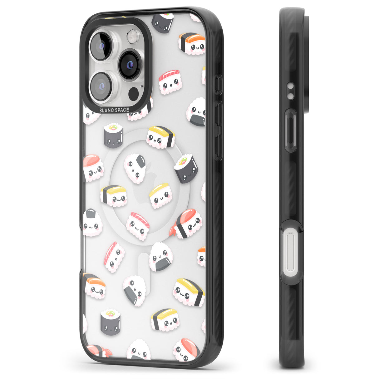 iPhone 16 Pro Max Kawaii Sushi & Rice Black Impact Phone Case