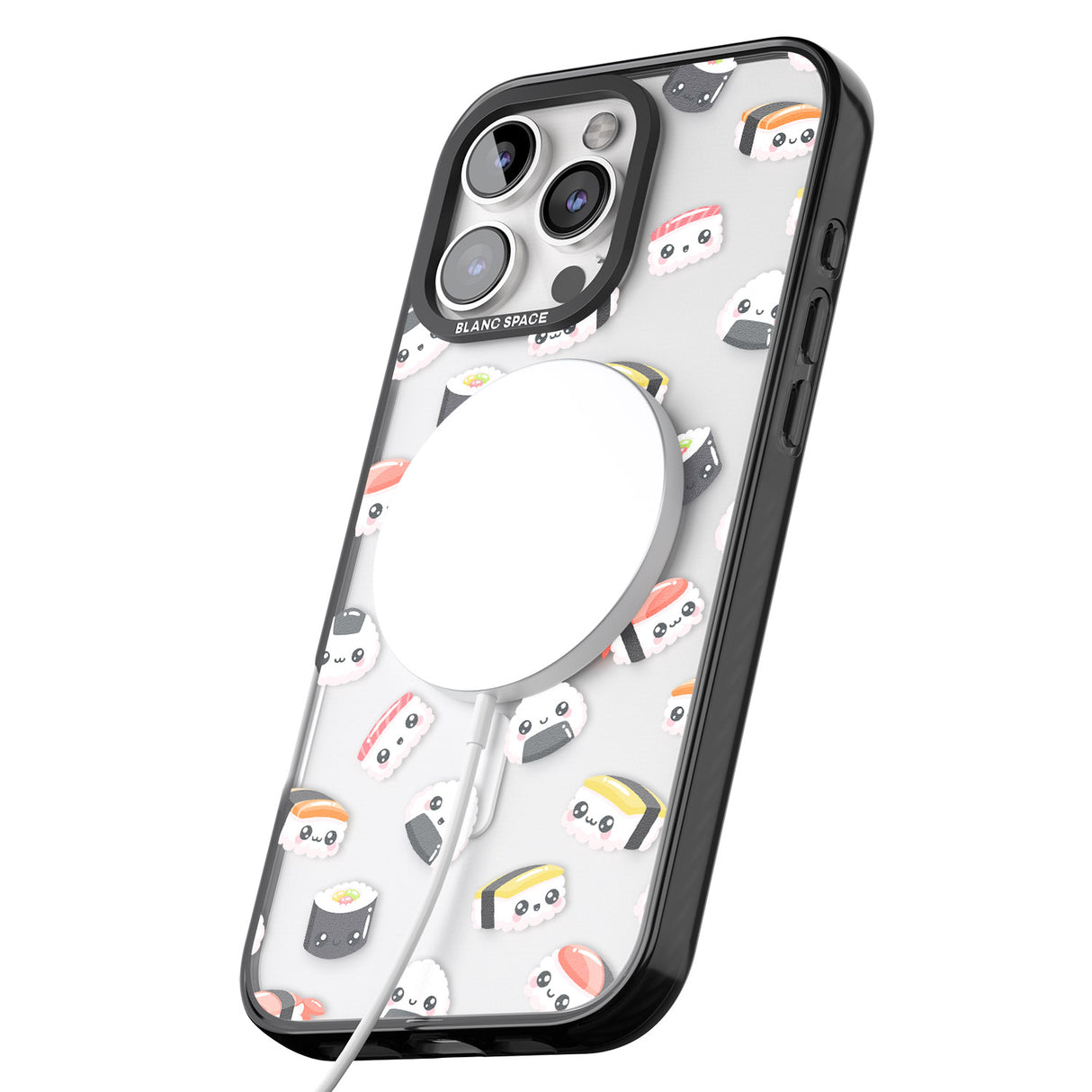 iPhone 16 Pro Max Kawaii Sushi & Rice Black Impact Phone Case