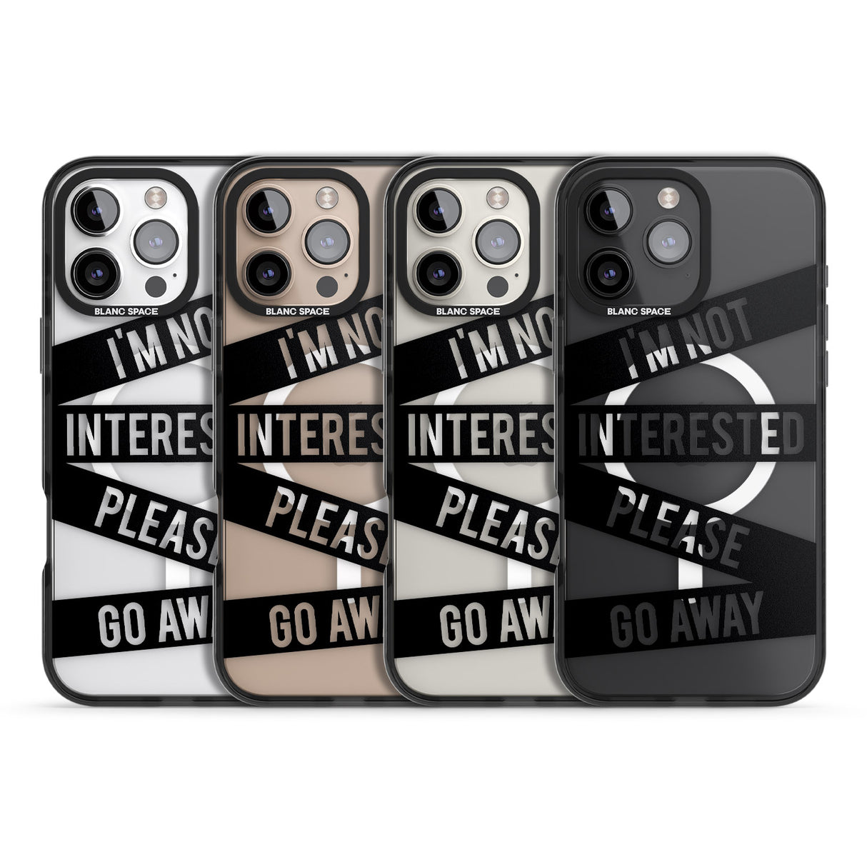 iPhone 16 Pro Max Black Stripes I'm Not Interested Black Impact Phone Case