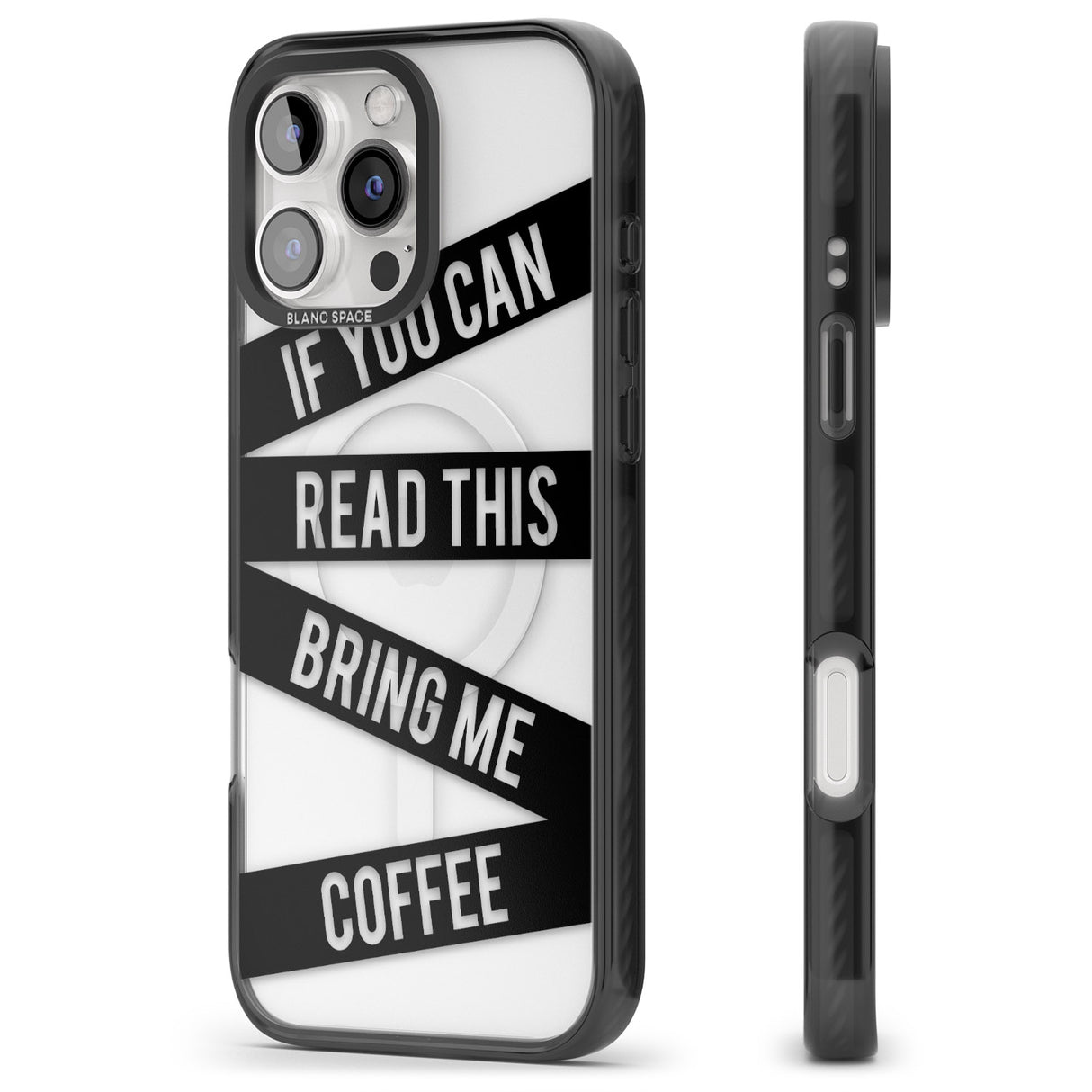 iPhone 16 Pro Max Black Stripes Bring Me Coffee Black Impact Phone Case