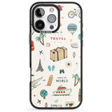 iPhone 16 Pro Max Cute Travel Pattern Cream Black Impact Phone Case