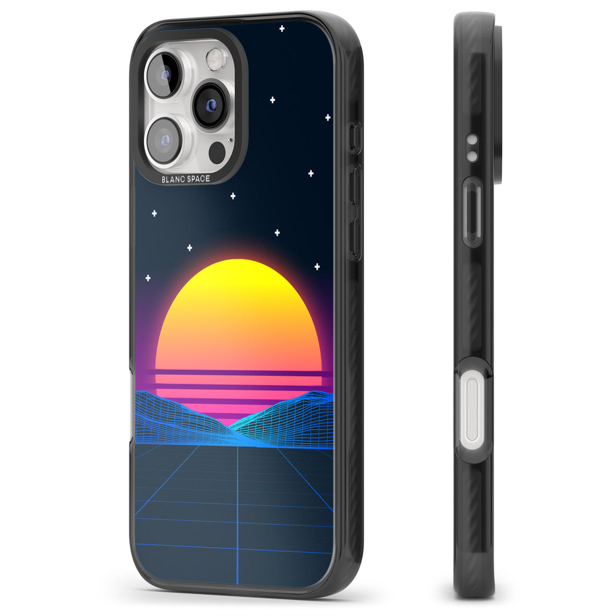 iPhone 16 Pro Max Retro Sunset Vaporwave Black Impact Phone Case