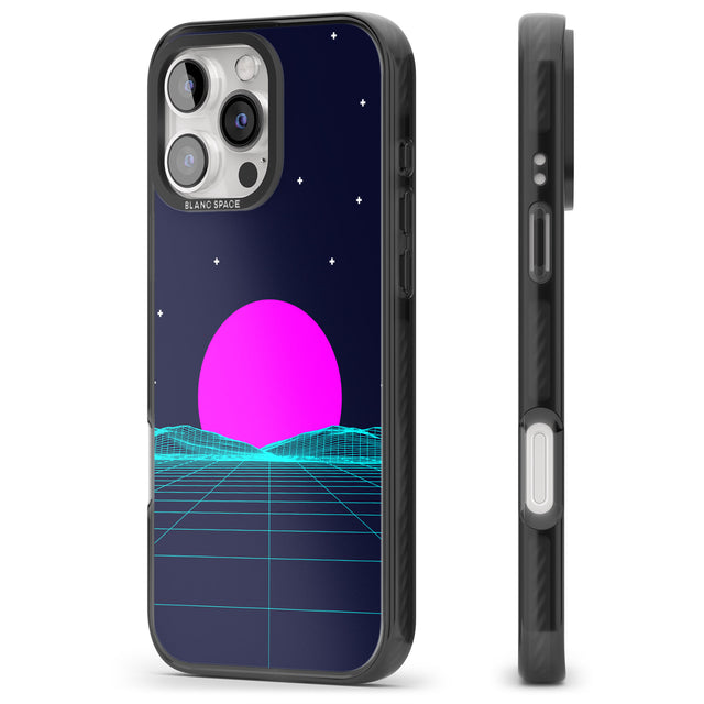 iPhone 16 Pro Max Miami Sunset Vaporwave Black Impact Phone Case