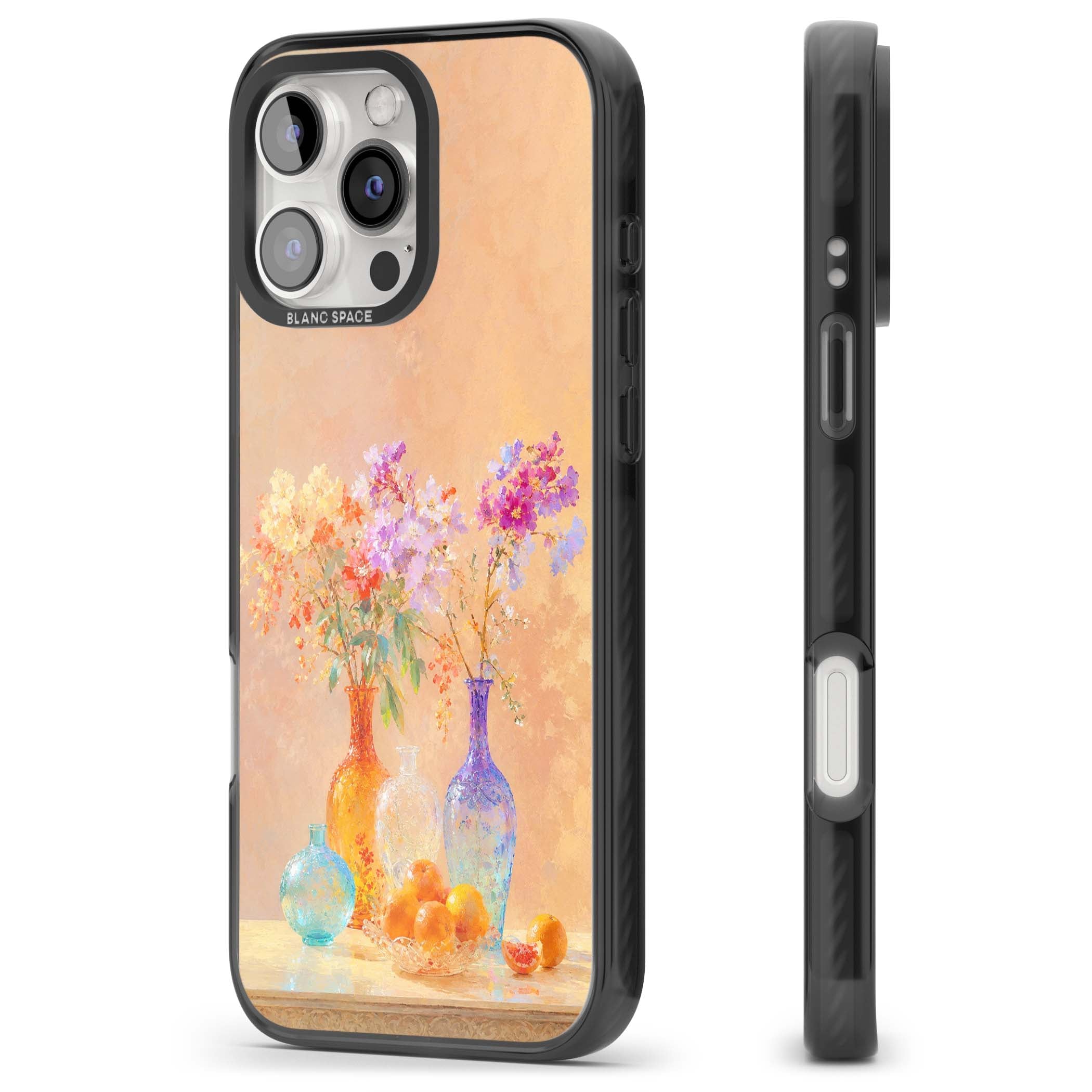Peach Glass art iPhone case | Black Impact Magsafe case for iPhone 16 Pro, iPhone 16 Pro Max