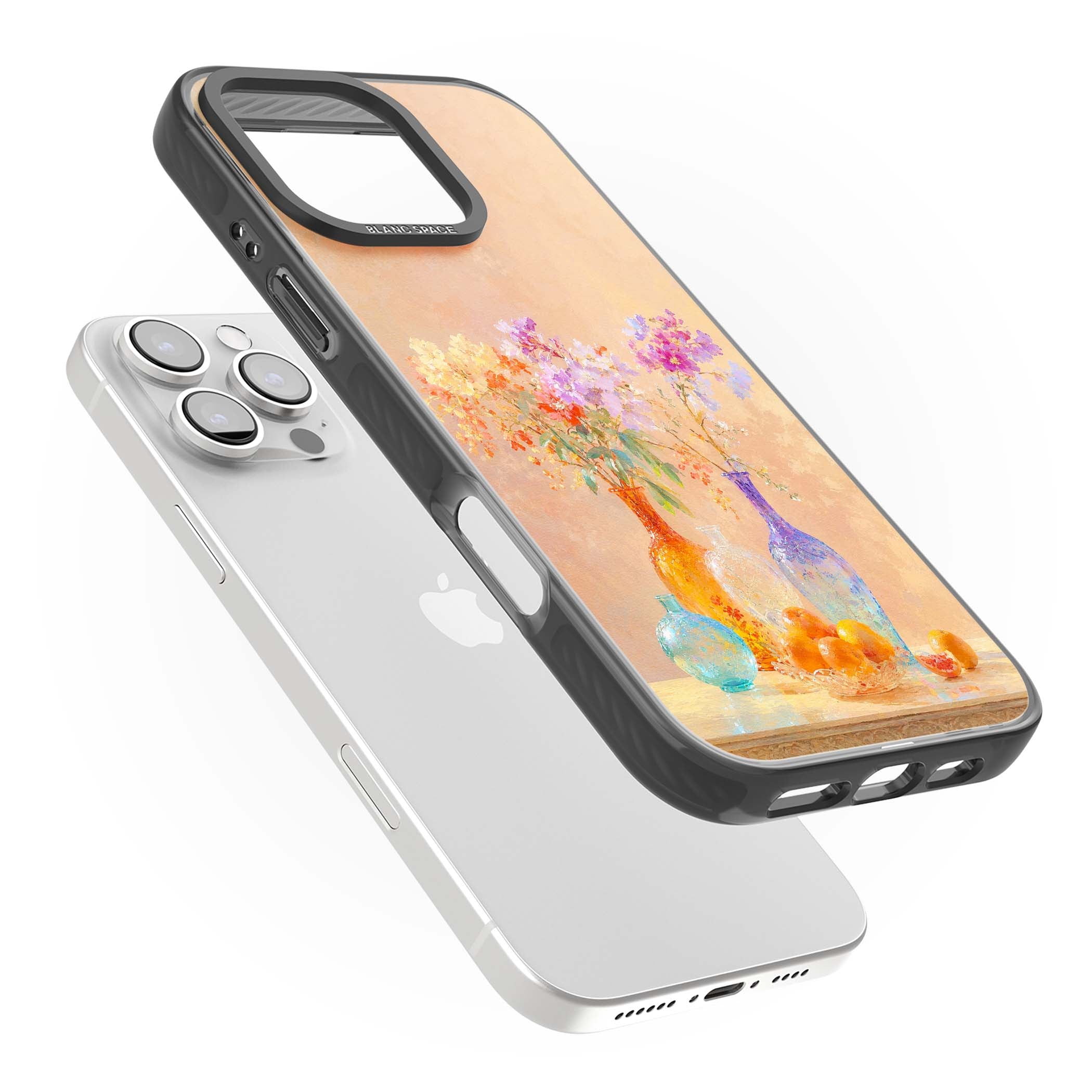 Peach Glass art iPhone case | Black Impact Magsafe case for iPhone 16 Pro, iPhone 16 Pro Max