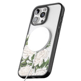 iPhone 16 Pro Max White Vintage Painted Flowers Clear Impact Phone Case + Magsafe