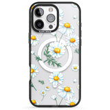 iPhone 16 Pro Max Vintage Painted Daisies Black Impact Phone Case + Magsafe