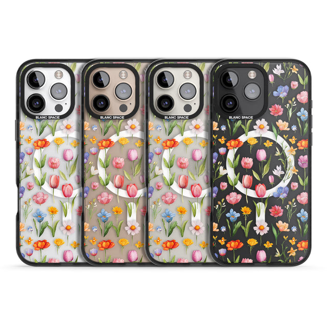 iPhone 16 Pro Max Small Flower Mix Black Impact Phone Case + Magsafe