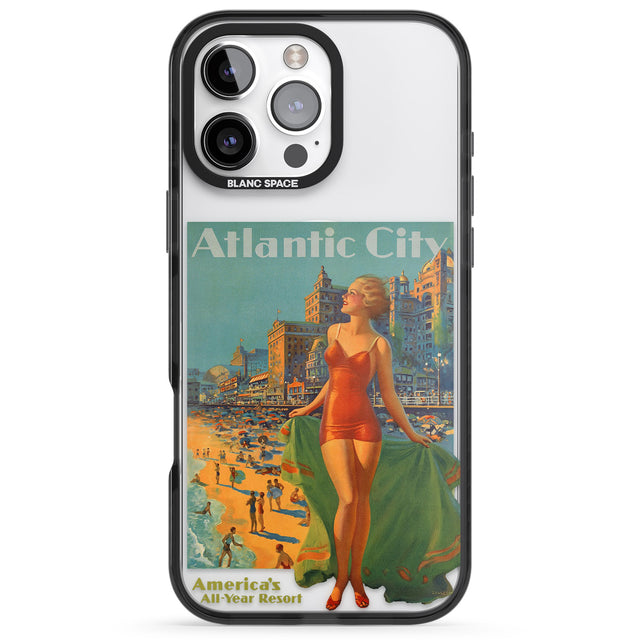 iPhone 16 Pro Max Atlantic City Vacation Poster Black Impact Phone Case