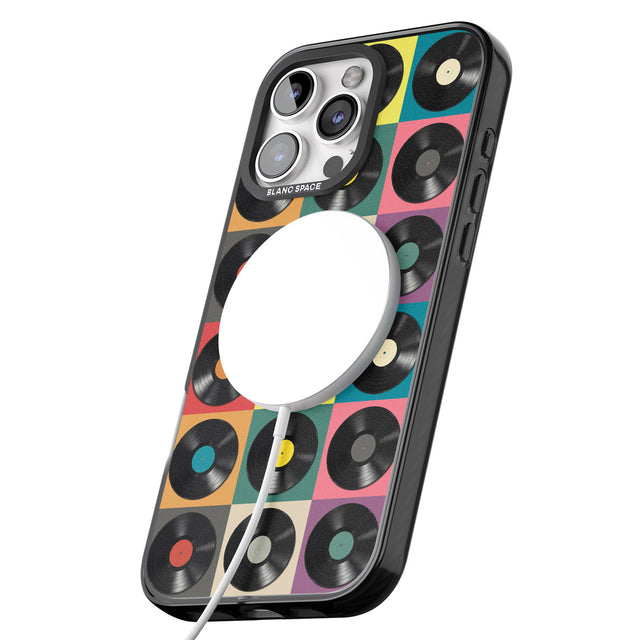 iPhone 16 Pro Max Vinyl Record Pattern Black Impact Phone Case