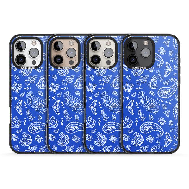 iPhone 16 Pro Max Blue Bandana Black Impact Phone Case