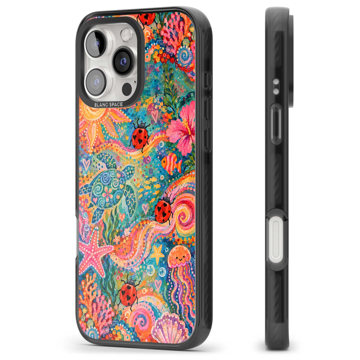 Coral Whimsy for her iPhone case | Black Impact Magsafe case for iPhone 16 Pro, iPhone 16 Pro Max