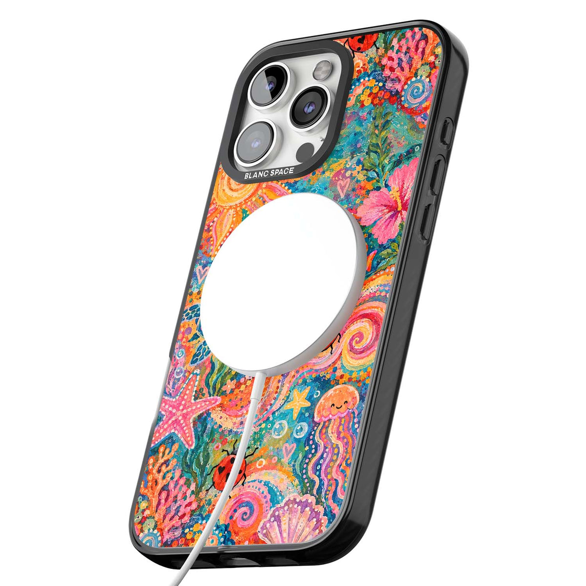 Coral Whimsy for her iPhone case | Black Impact Magsafe case for iPhone 16 Pro, iPhone 16 Pro Max