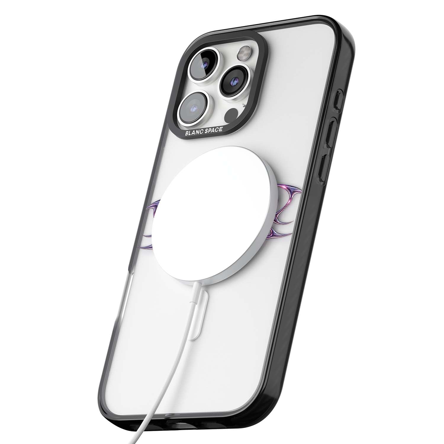 Pink Chrome Heart y2k iPhone case | Black Impact Magsafe case for iPhone 16 Pro, iPhone 16 Pro Max