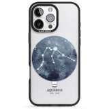 iPhone 16 Pro Max Aquarius Zodiac Transparent Design - Blue Black Impact Phone Case