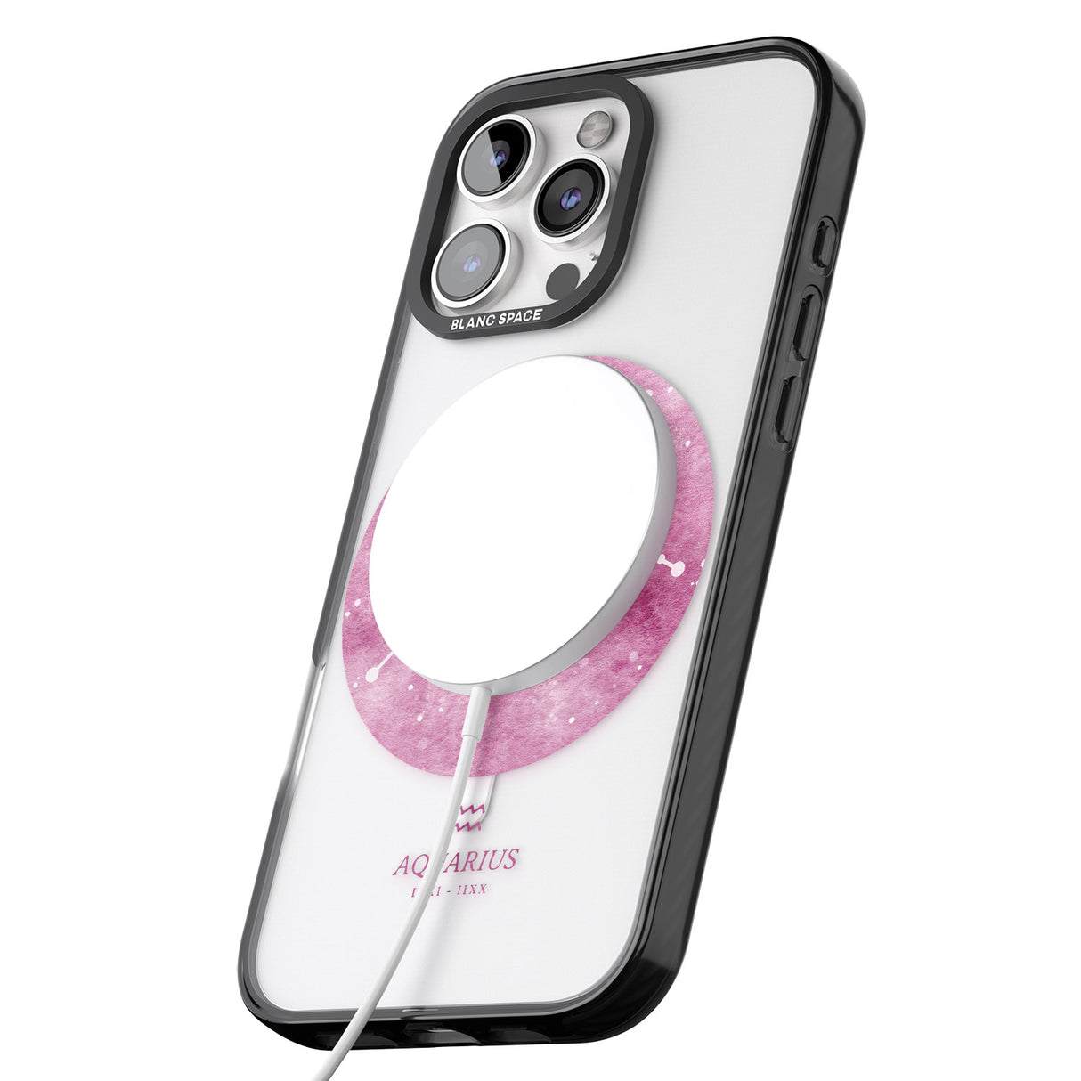 iPhone 16 Pro Max Aquarius Zodiac Transparent Design - Pink Black Impact Phone Case