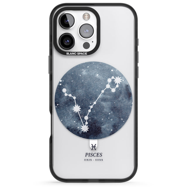 iPhone 16 Pro Max Pisces Zodiac Transparent Design - Blue Black Impact Phone Case