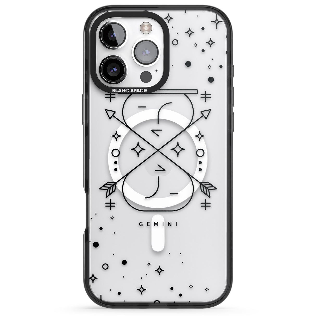 iPhone 16 Pro Max Gemini Emblem - Transparent Design Black Impact Phone Case