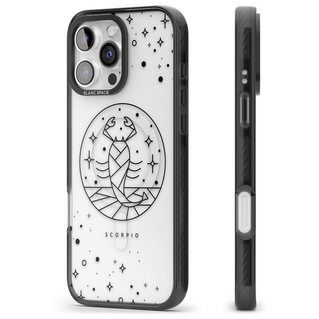 iPhone 16 Pro Max Scorpio Emblem - Transparent Design Black Impact Phone Case