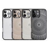 iPhone 16 Pro Max Large White Mandala Design Black Impact Phone Case