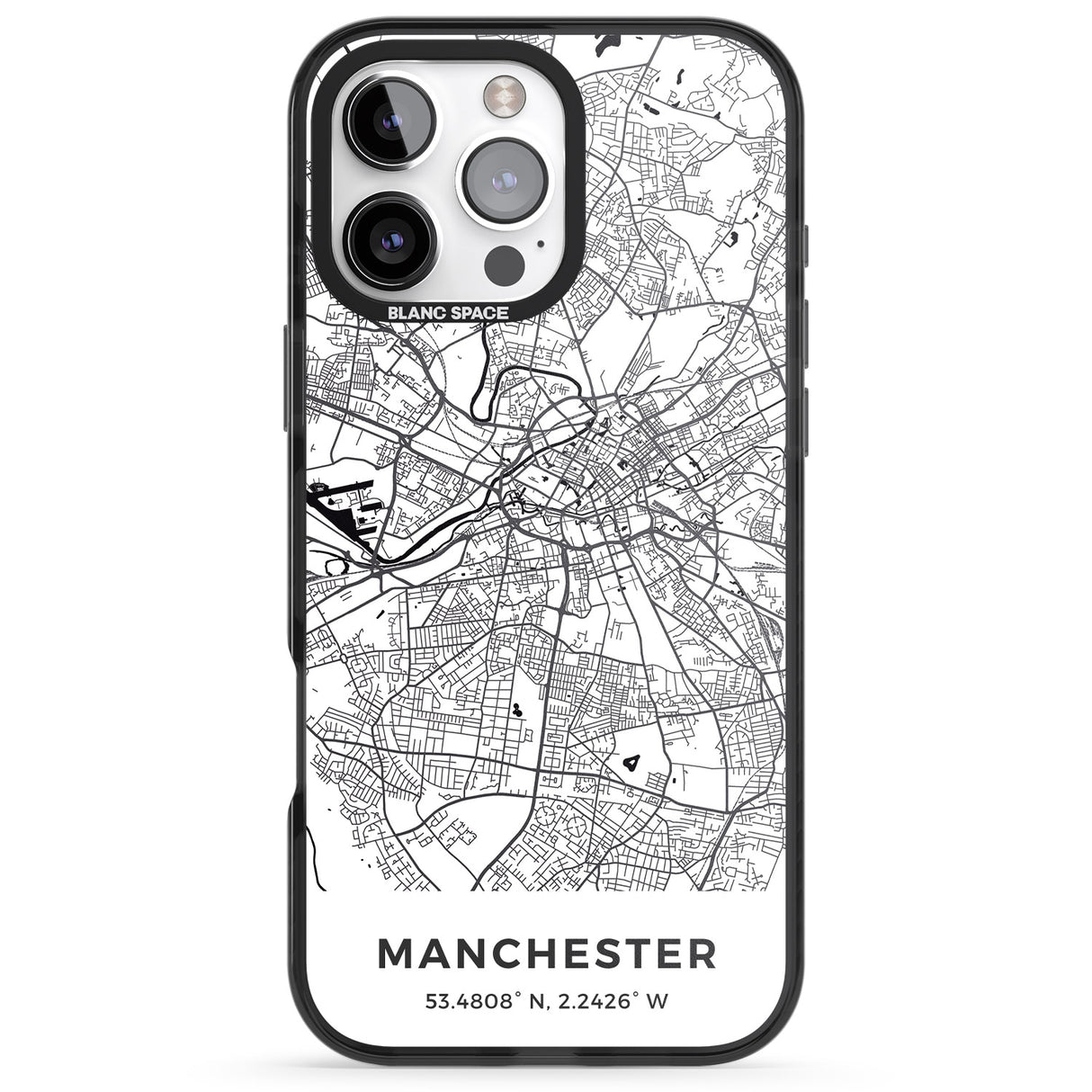 iPhone 16 Pro Max Map of Manchester, England Black Impact Phone Case