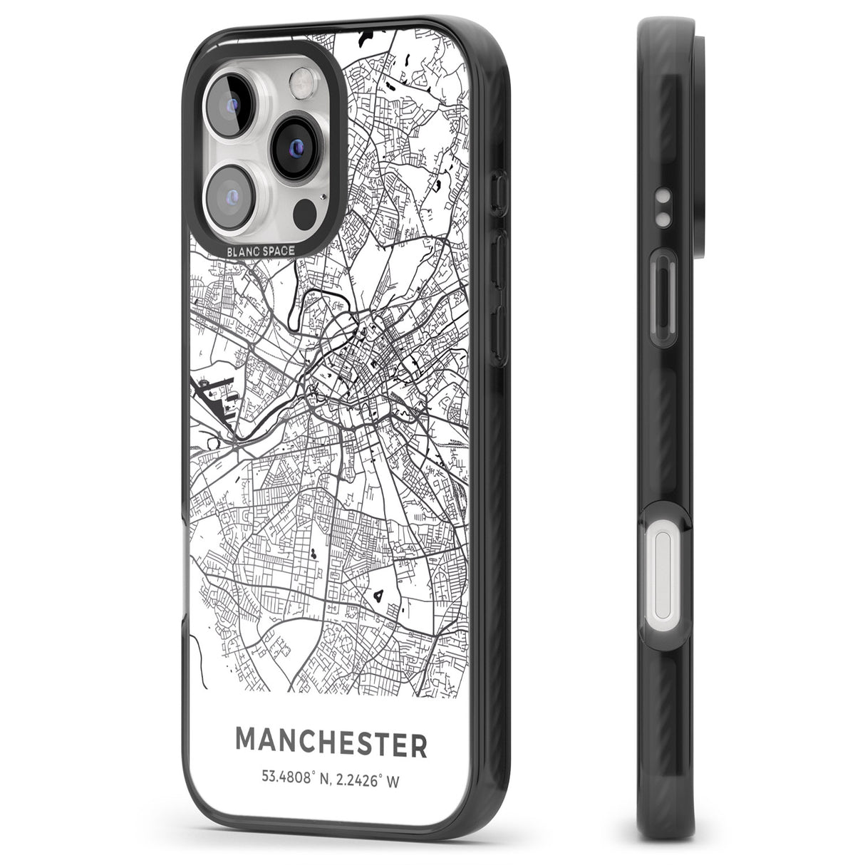 iPhone 16 Pro Max Map of Manchester, England Black Impact Phone Case