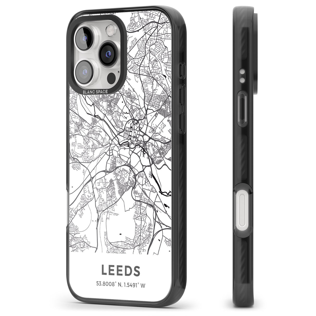 iPhone 16 Pro Max Map of Leeds, England Black Impact Phone Case