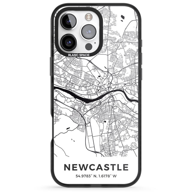 iPhone 16 Pro Max Map of Newcastle, England Black Impact Phone Case