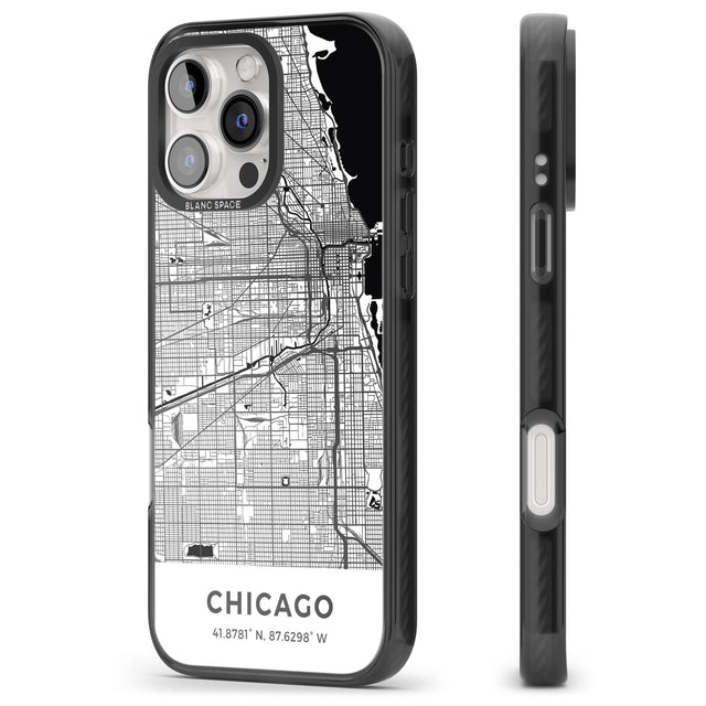 iPhone 16 Pro Max Map of Chicago, Illinois Black Impact Phone Case