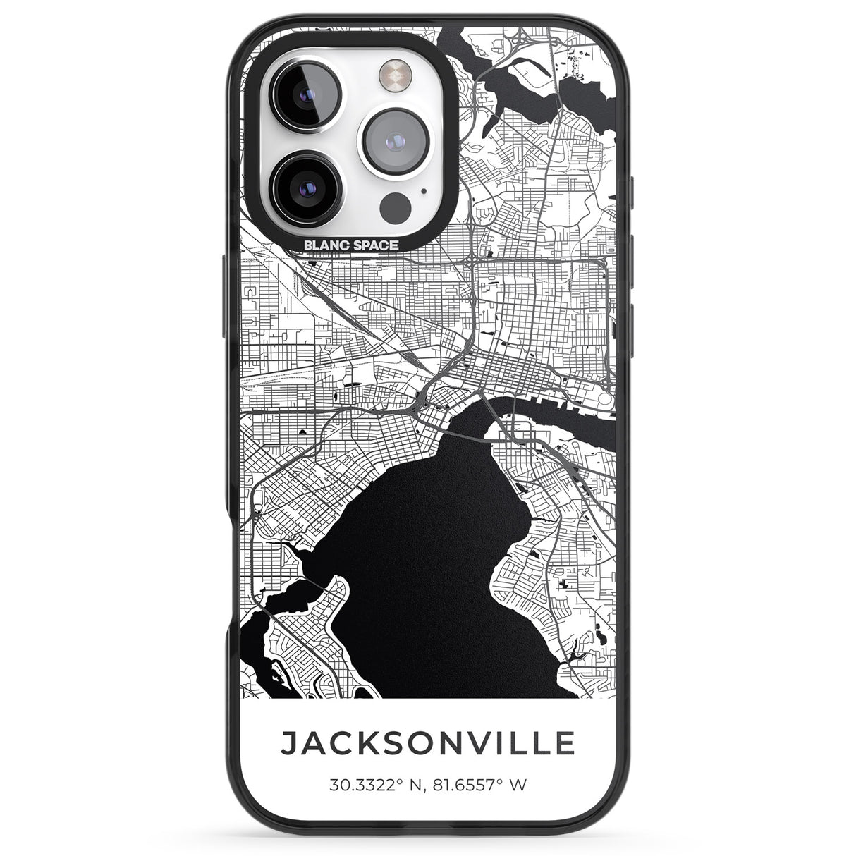 iPhone 16 Pro Max Map of Jacksonville, Florida Black Impact Phone Case