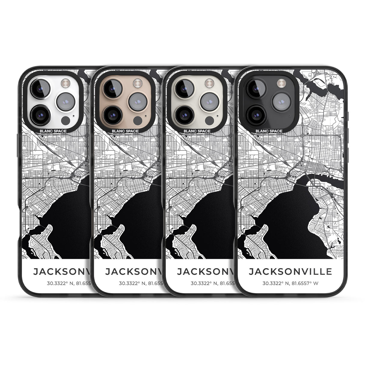 iPhone 16 Pro Max Map of Jacksonville, Florida Black Impact Phone Case