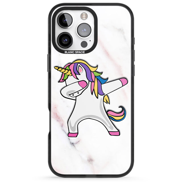 iPhone 16 Pro Max Designer Marble Unicorn Dab Black Impact Phone Case