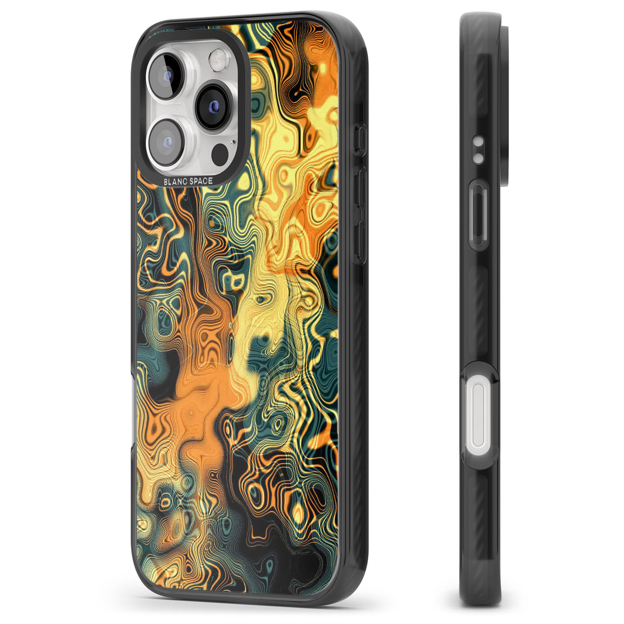 iPhone 16 Pro Max Gold Green Marble Black Impact Phone Case