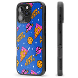 iPhone 16 Pro Max Psychedelic Love Pizza Pattern Black Impact Phone Case