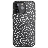 iPhone 16 Pro Max White Wavy Squiggles Memphis Retro Pattern Design Black Impact Phone Case