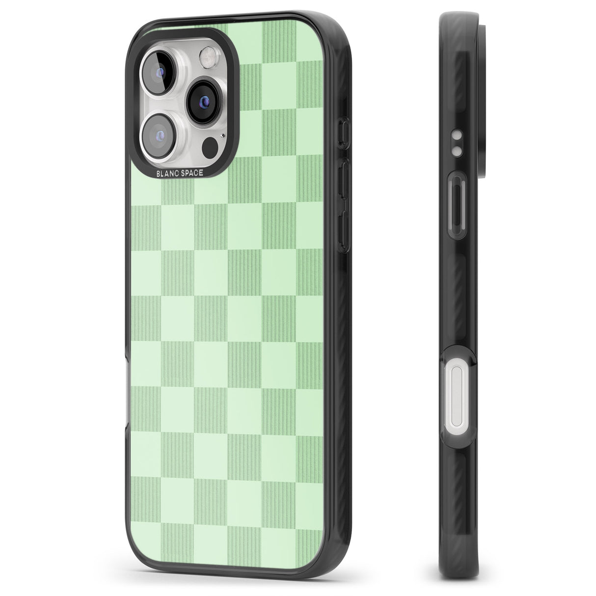 iPhone 16 Pro Max SEAFOAM CHECKERED Black Impact Phone Case + Magsafe