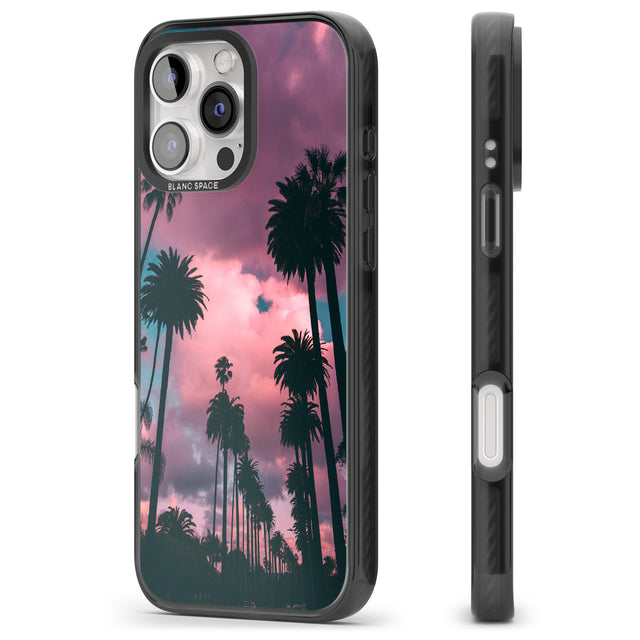 iPhone 16 Pro Max Palm Tree Sunset Photograph Black Impact Phone Case