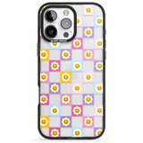 iPhone 16 Pro Max Daisy Squares Pattern Black Impact Phone Case