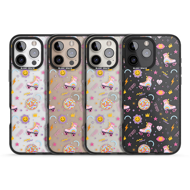 iPhone 16 Pro Max Roller Disco Pattern Black Impact Phone Case