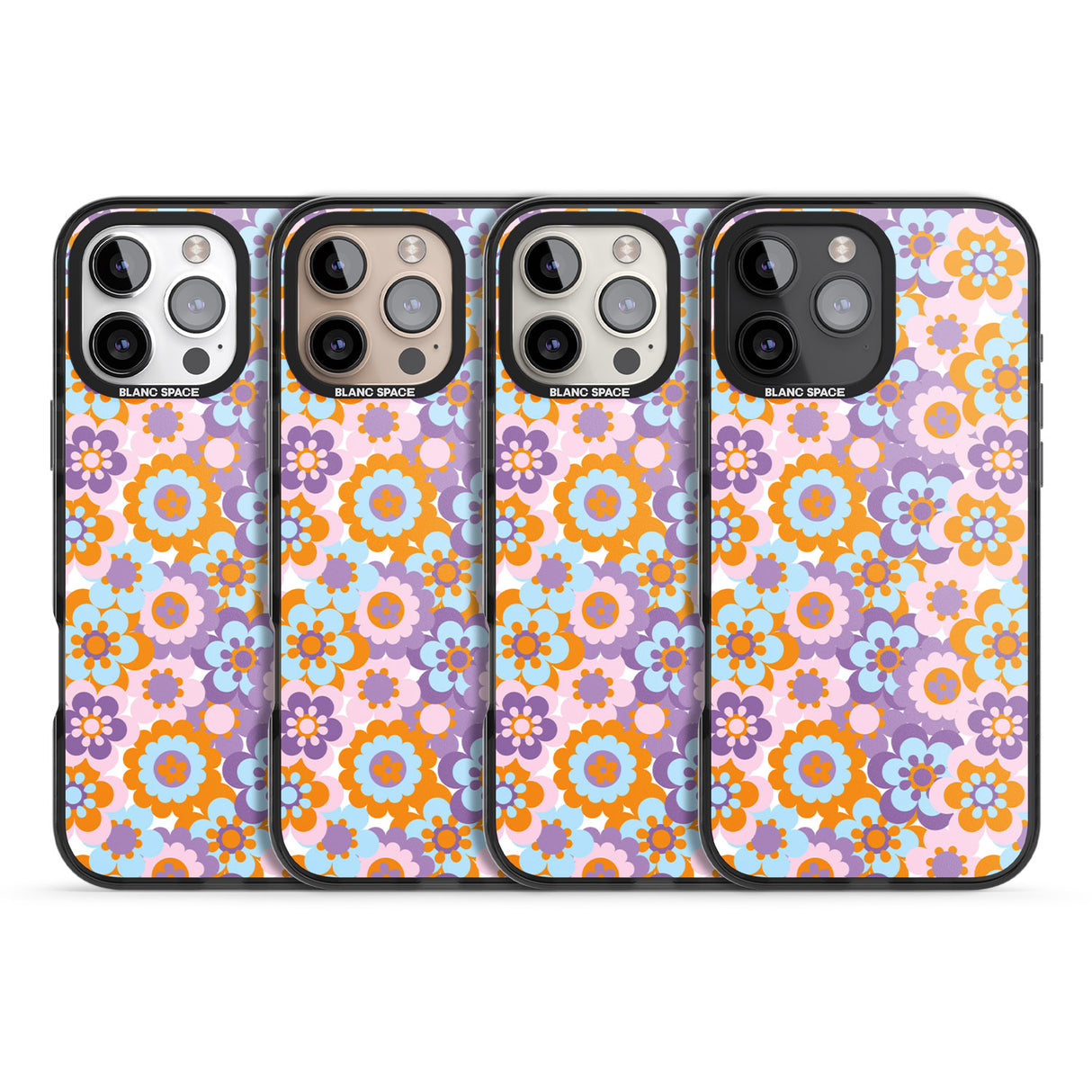 iPhone 16 Pro Max Flower Power Pattern Black Impact Phone Case