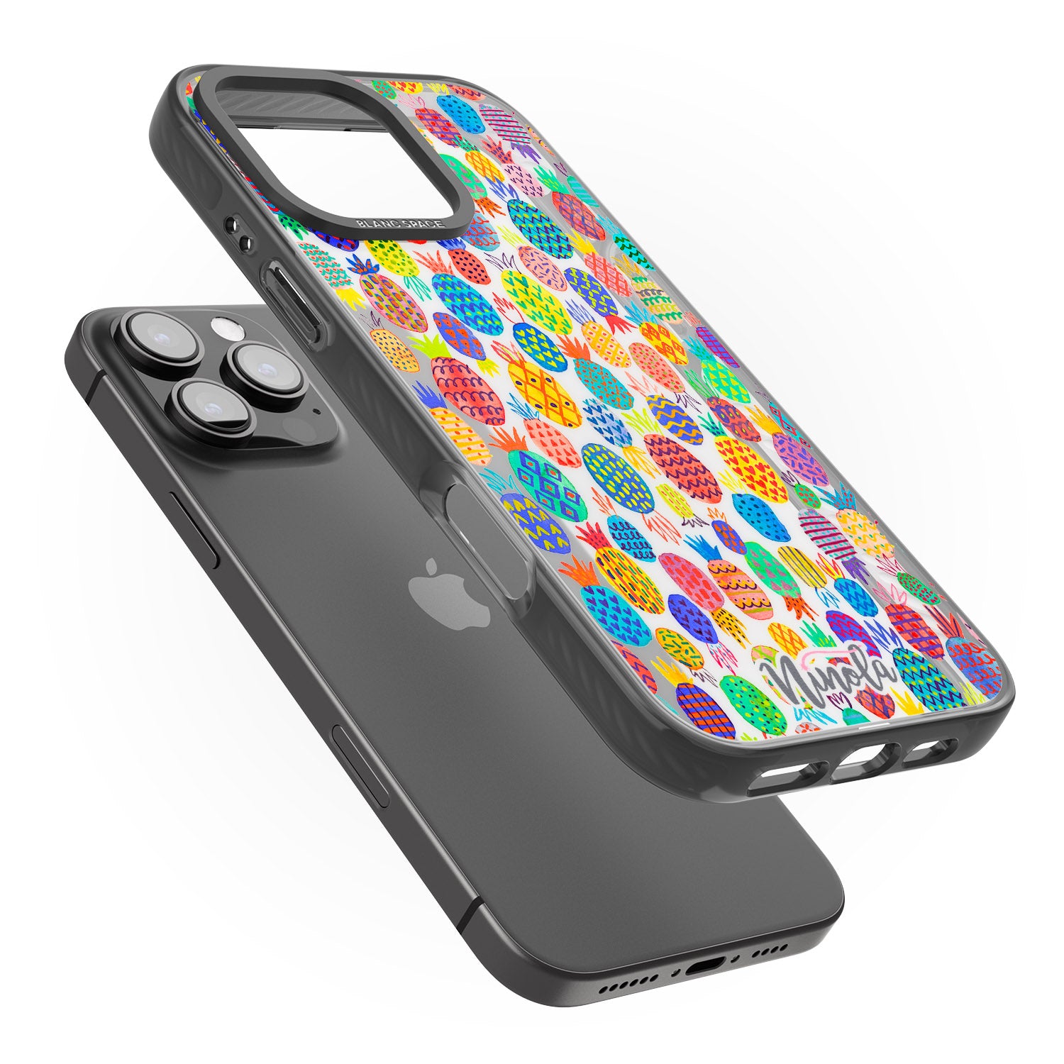 iPhone 16 Pro Max Cute Pineapples Black Impact Phone Case